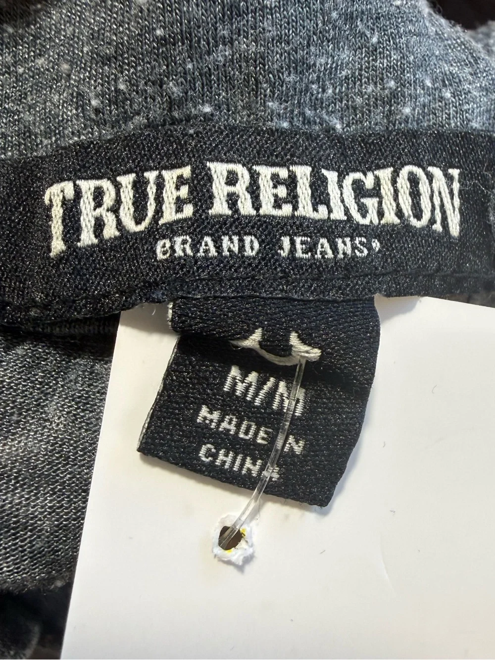 True Religion Men's Washed Charcoal Polo with White Logo